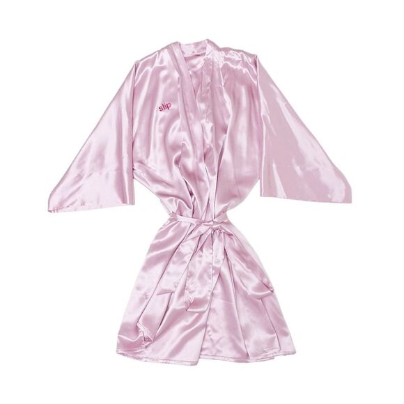 RARE NWOT SLIP Pink Silk Short Robe - Picture 3 of 4